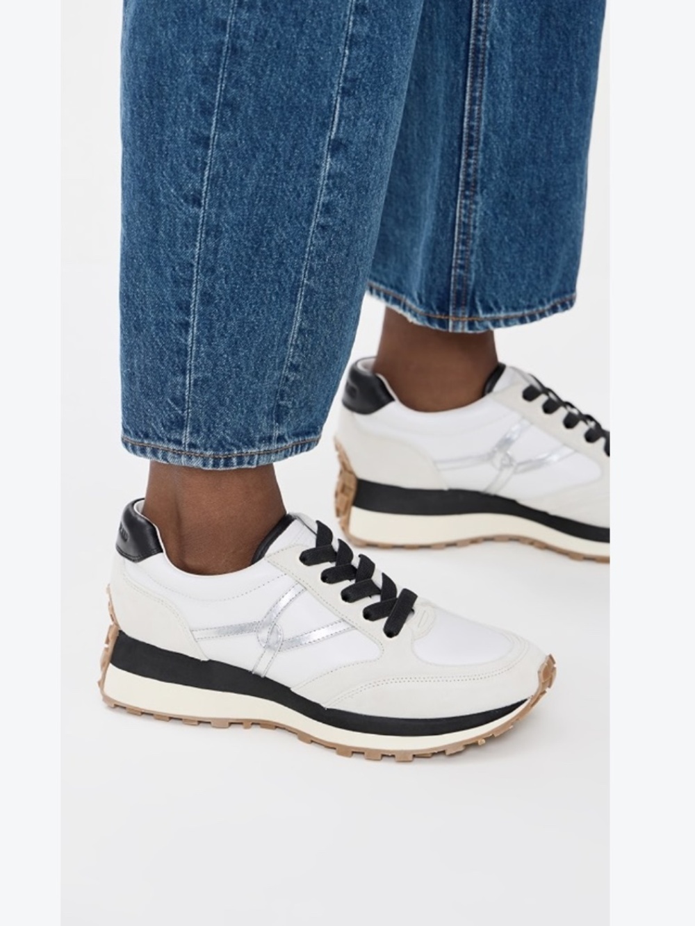 Veronica Beard Valentina Mixed Leather Retro Sneakers